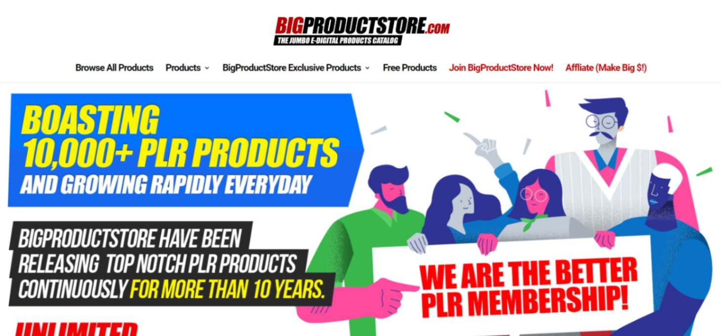  BigProductStore web page.